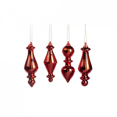 Сосулька красная стеклянная 12 см
