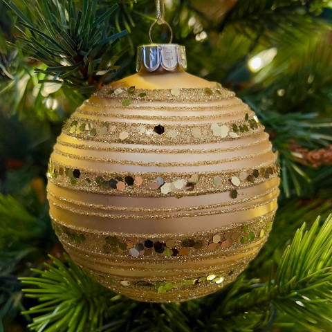 Шар с блёстками золотистый, 8 см