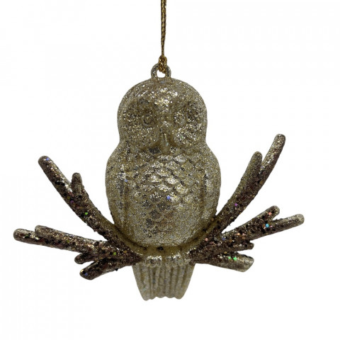 Сова на веточке, ёлочное украшение