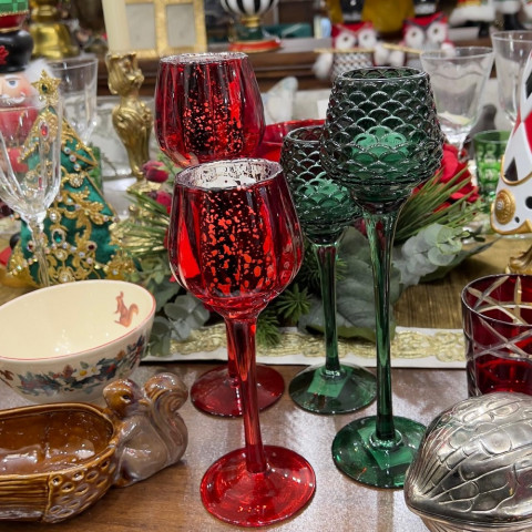 Подсвечник на ножке зелёный 21,5 см